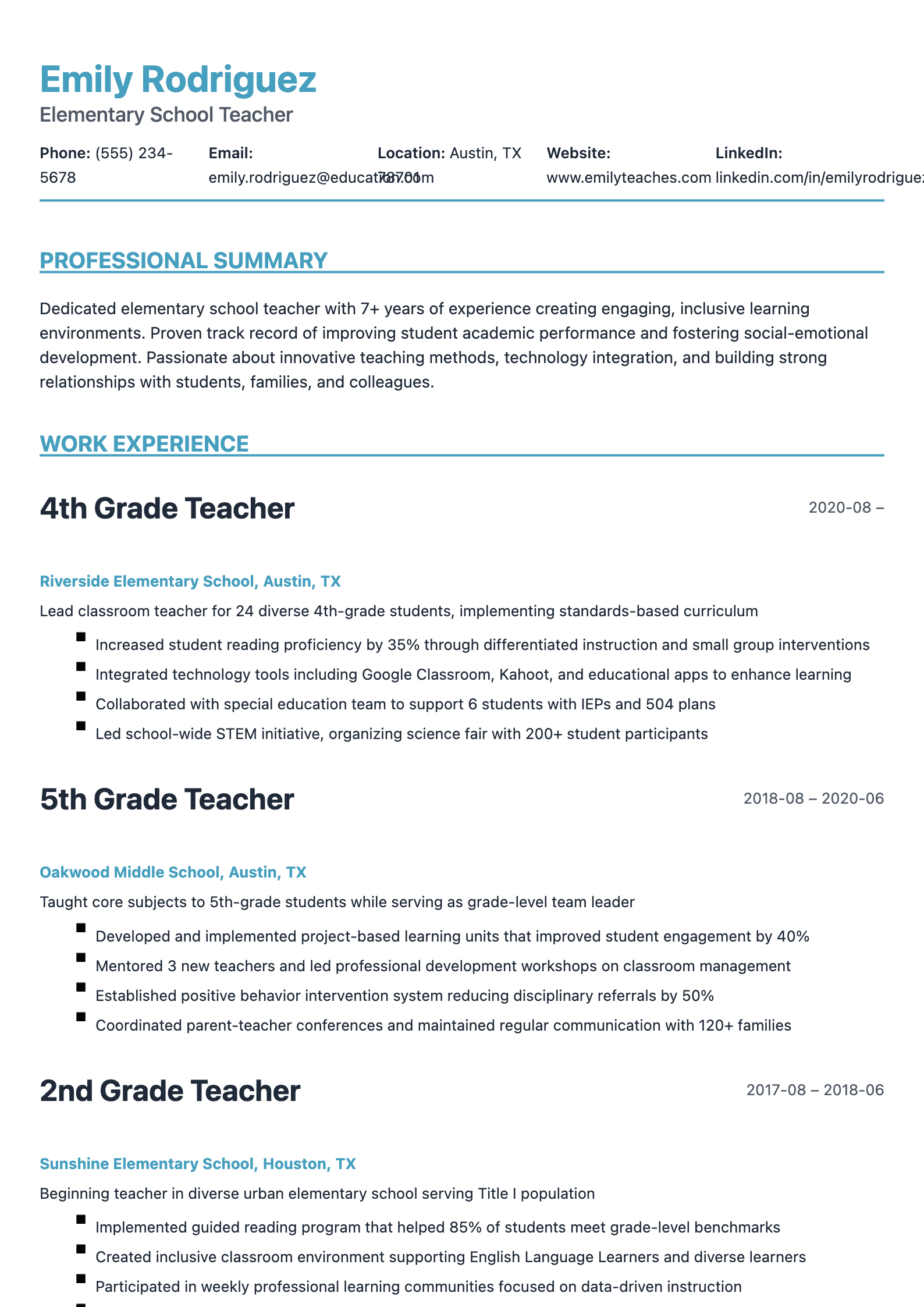 Advanced Teacher resume template